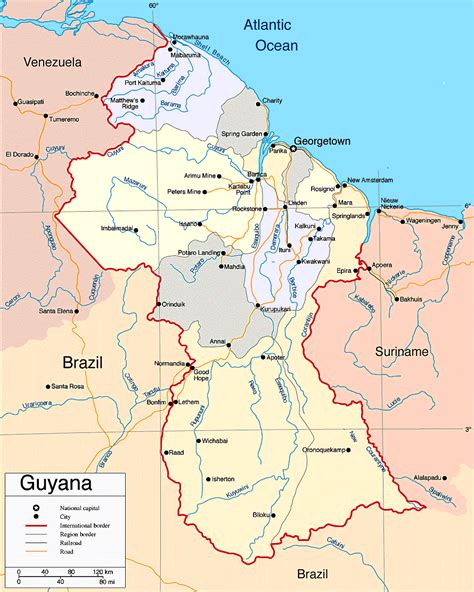 mapa de guyana inglesa